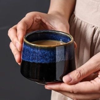 茶碗 窯変釉薬安定感のある防滑底湯呑み茶碗