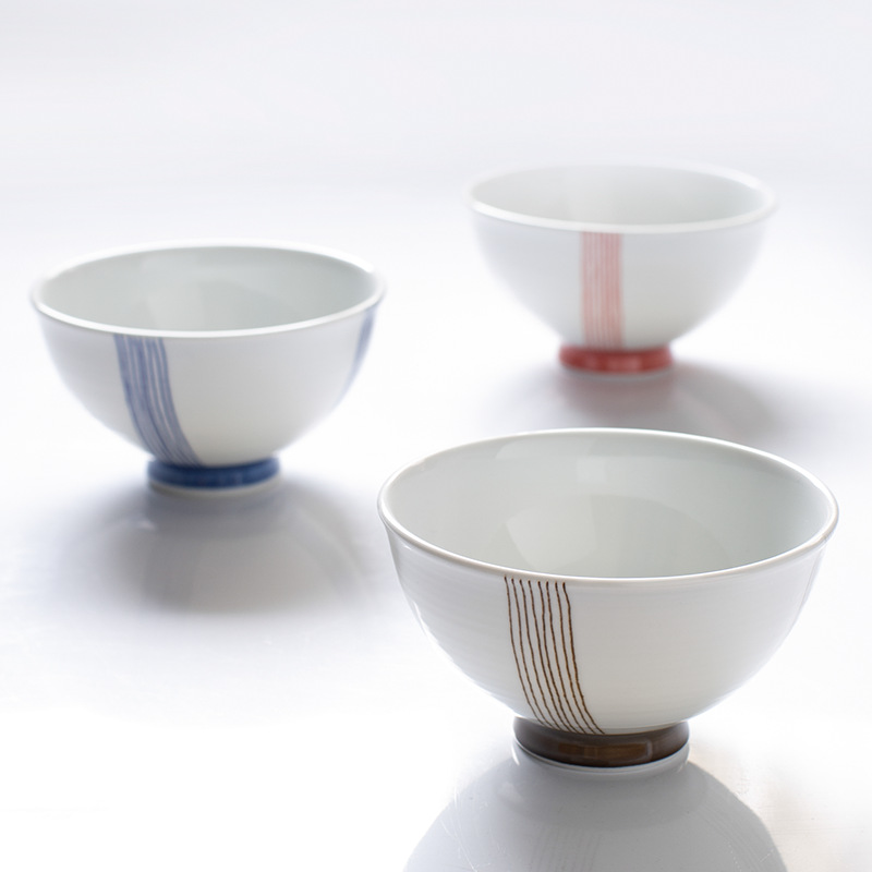 茶碗 縦縞模様の磁器茶碗