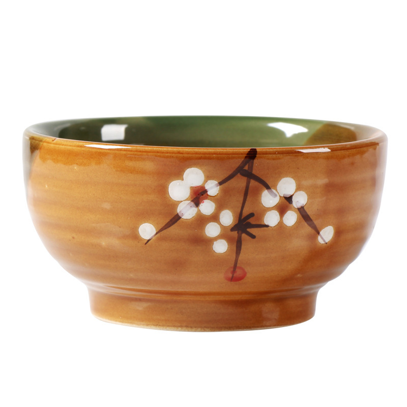 茶碗 梅の花手描き高台茶碗