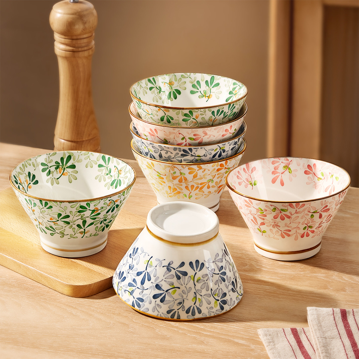 茶碗 小花柄ご飯茶碗 四季彩りセット