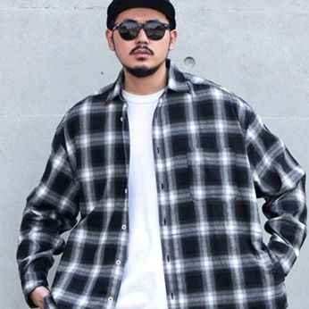 チェックシャツ ゆったりシルエットチェックシャツ