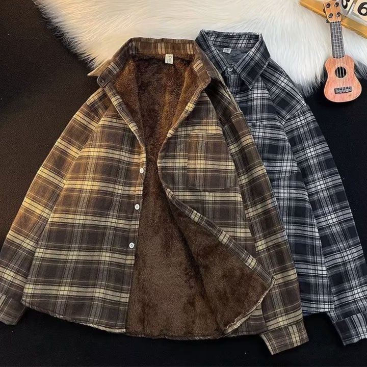 チェックシャツ 裏ボア付き格子柄あったかシャツ