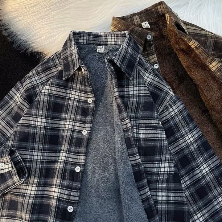 チェックシャツ 裏ボア付き格子柄あったかシャツ