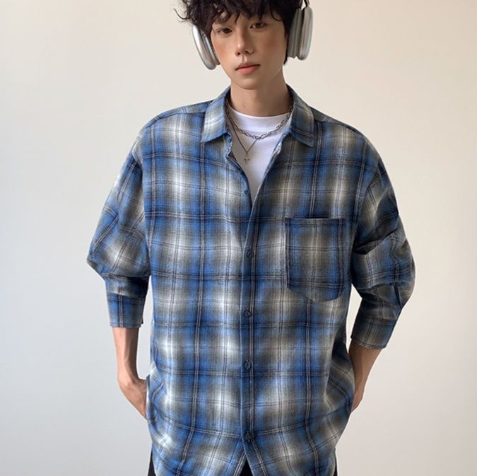 チェックシャツ ゆったりシルエットチェックシャツ
