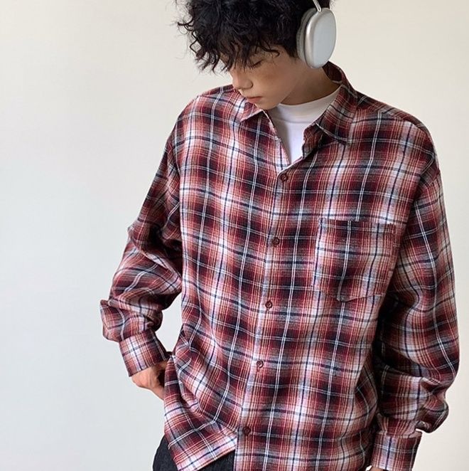 チェックシャツ ゆったりシルエットチェックシャツ