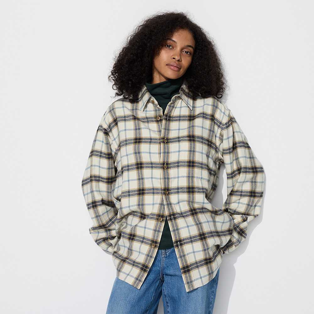 オーバーサイズ あったかチェックシャツ