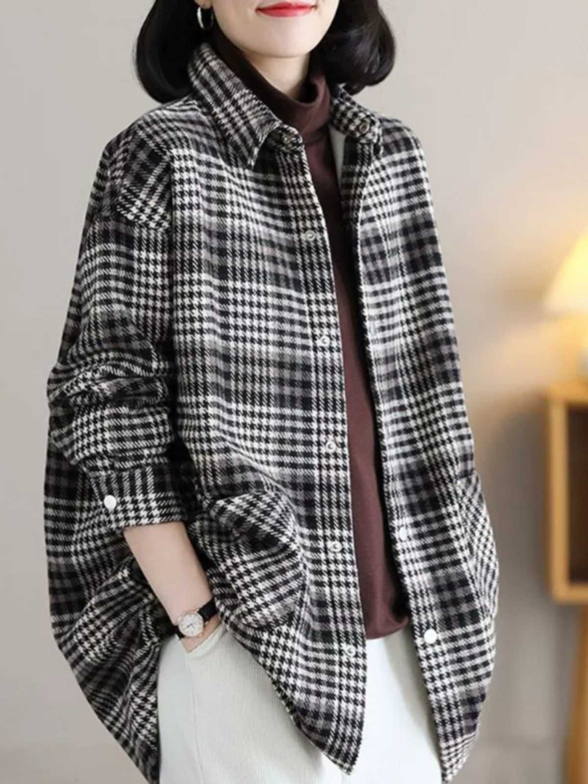シンプル着回しチェックシャツ