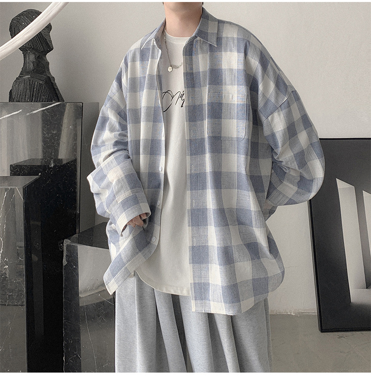 チェックシャツ ゆったりシルエット格子柄シャツ