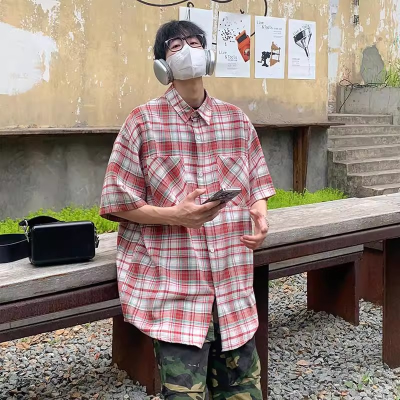 チェックシャツ リラックスチェック半袖シャツ