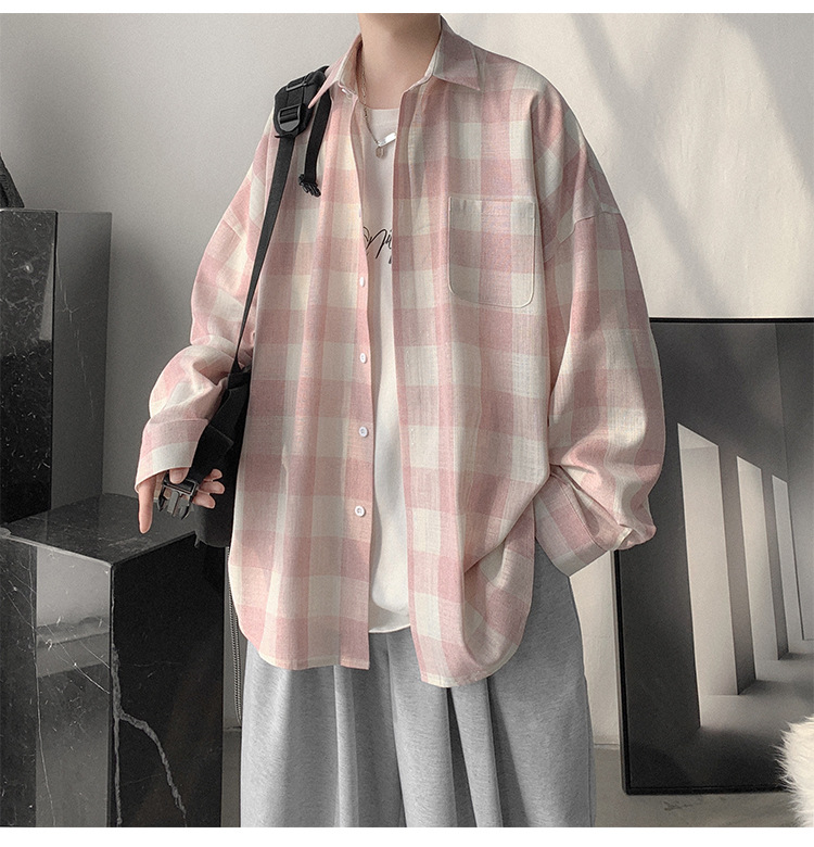 チェックシャツ ゆったりシルエット格子柄シャツ