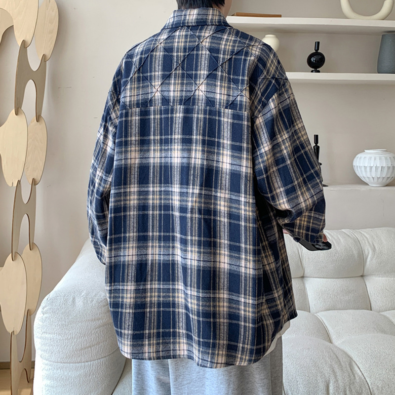 チェックシャツ ゆったりチェック柄長袖シャツ