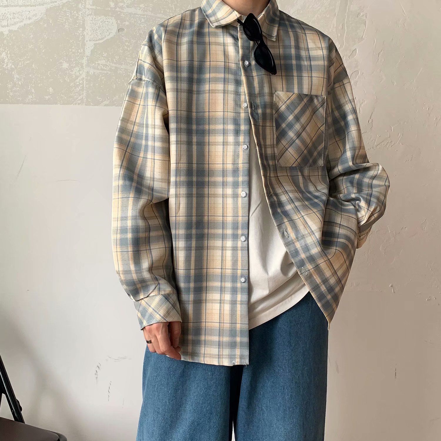 チェックシャツ ゆったりシルエットチェックシャツ