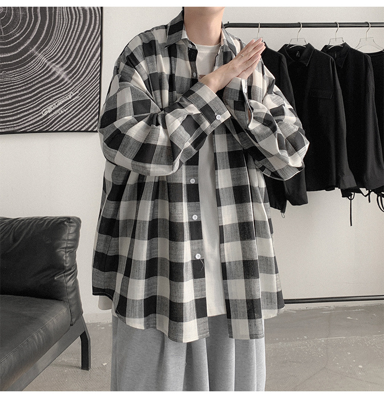 チェックシャツ ゆったりシルエット格子柄シャツ