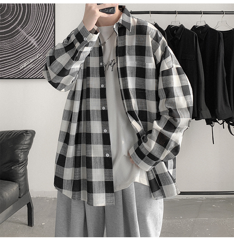 チェックシャツ ゆったりシルエット格子柄シャツ