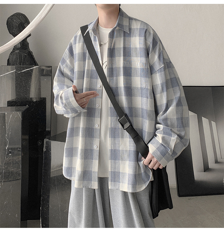 チェックシャツ ゆったりシルエット格子柄シャツ