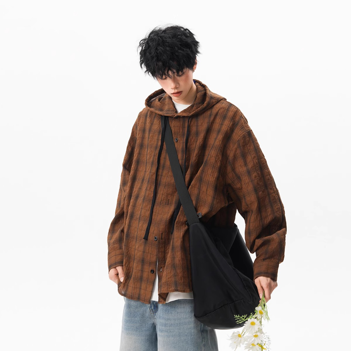 チェックシャツ フード付きチェックシャツ