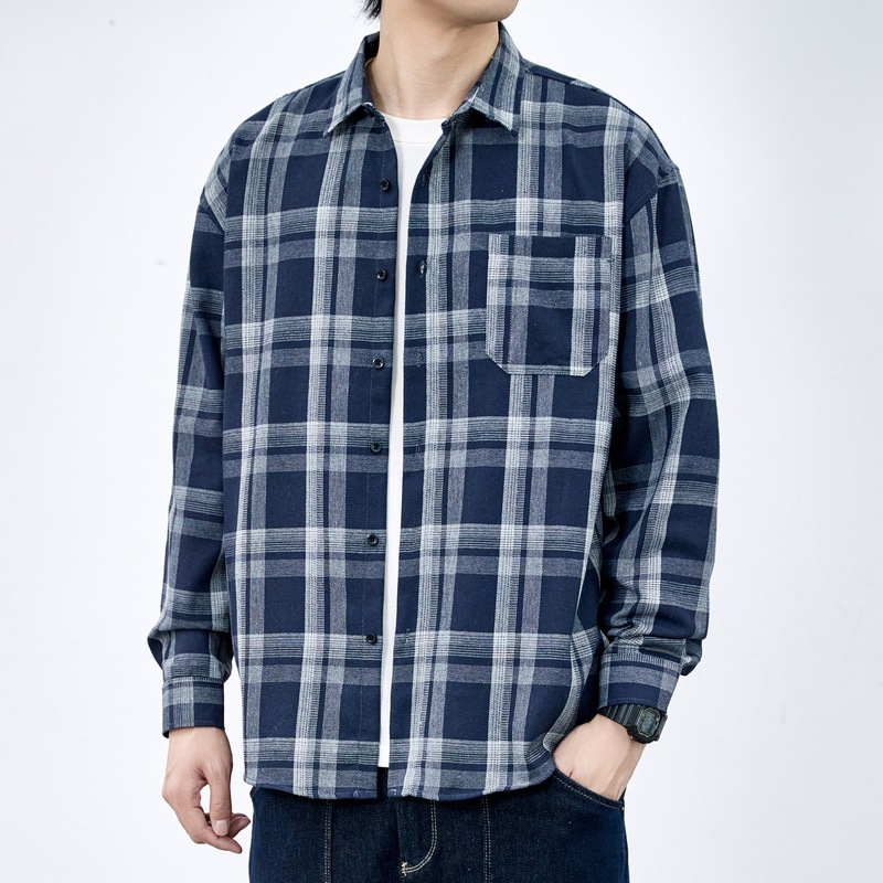 Super Domain チェック柄長袖シャツ 楽天市場】チェック柄シャツ カジュアル長袖シャツ ビッグ