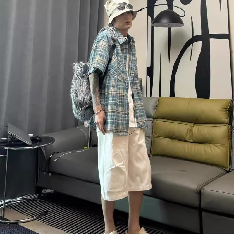 チェックシャツ リラックスチェック半袖シャツ