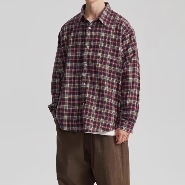 チェックシャツ ゆったりシルエット格子柄シャツ