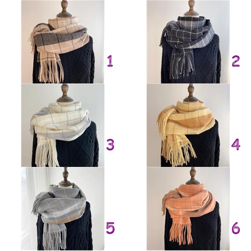 チェック 服 レディース チェック柄 マフラー 暖か フリンジ付き 6色展開