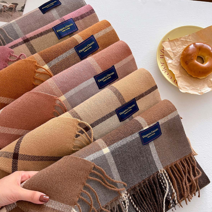 チェック 服 大判チェック柄マフラー 格子模様ストール 防寒