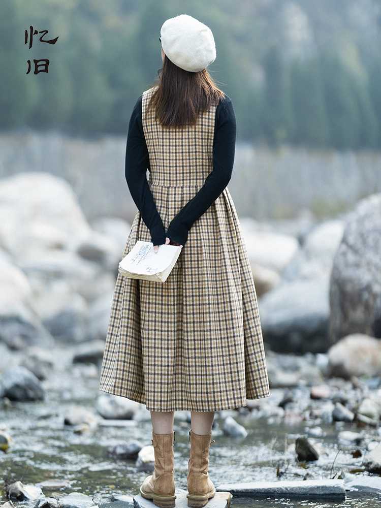 チェック柄ファッション クラシック格子柄サスペンダースカート