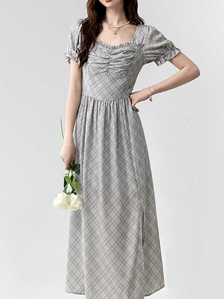 チェック服 フレンチシックチェックワンピース