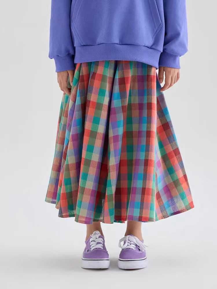 チェック服 女の子用マルチチェック柄フレアスカート