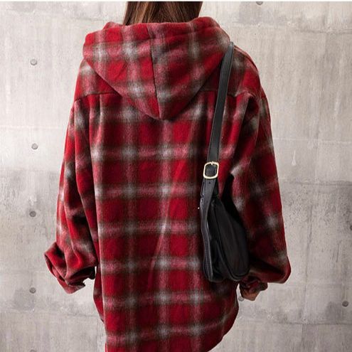 チェック 服トップス チェック柄フード付きレディース シャツ 