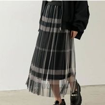 チェック 服 スカートチェック柄プリーツロング丈スカート