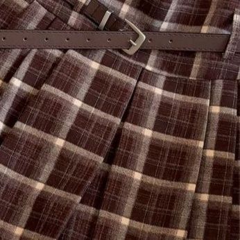 チェック 服スカート チェック柄 ベルト付きプリーツミニスカート