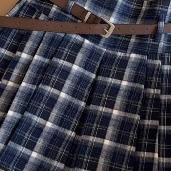 チェック 服スカート チェック柄 ベルト付きプリーツミニスカート