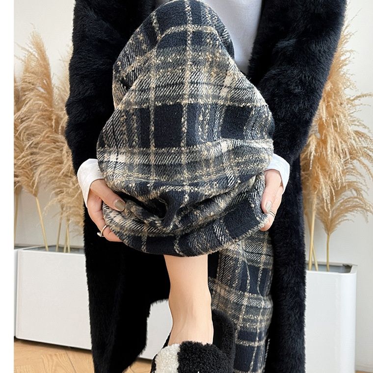 チェック 服 パンツチェック柄ハイウエストワイドパンツロング丈