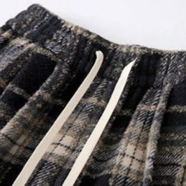 チェック 服 パンツチェック柄ハイウエストワイドパンツロング丈