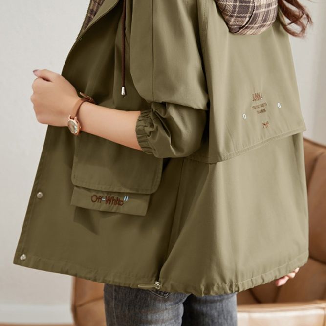 チェック 服 チェック柄リバーシブルフード付きジップアップアウター