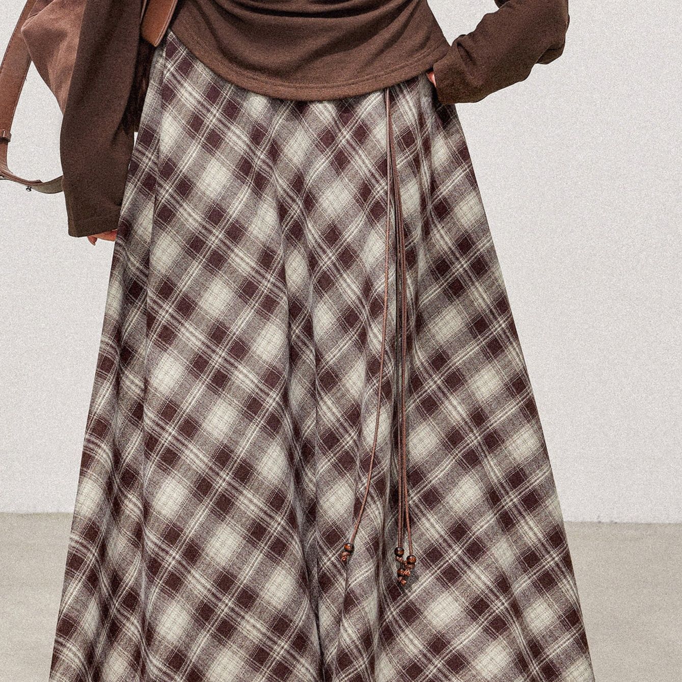 チェック 服 チェック柄イレギュラーヘムロングスカート