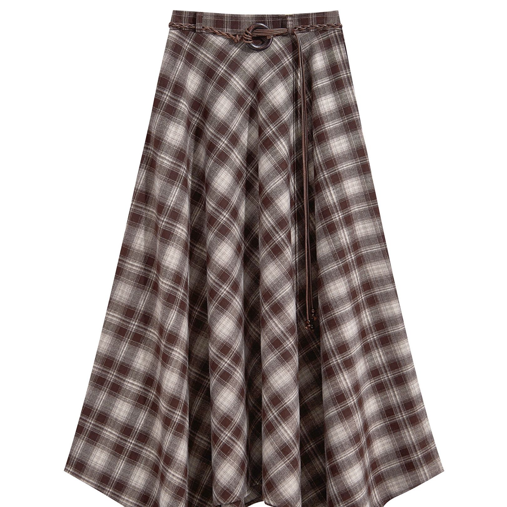 チェック 服 チェック柄イレギュラーヘムロングスカート