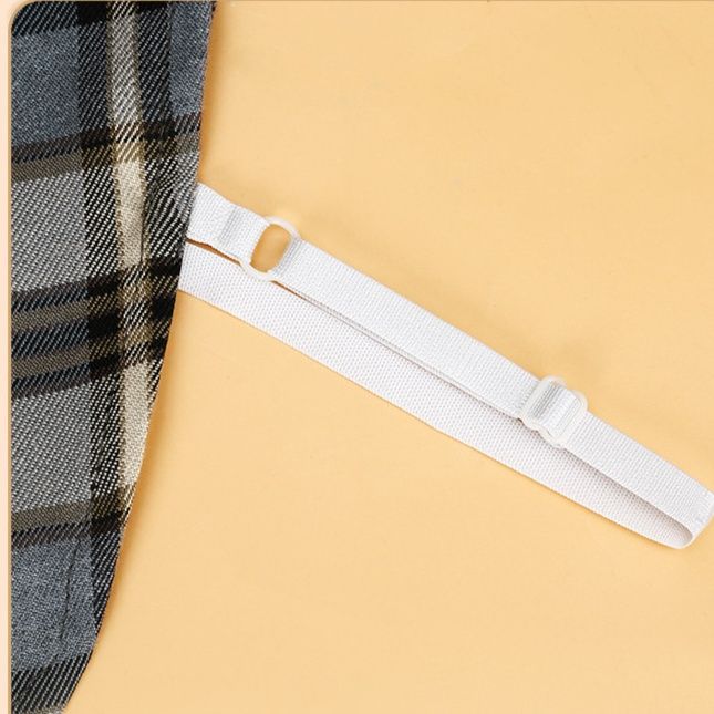 チェック 服 チェック柄丸襟付きニットドレス