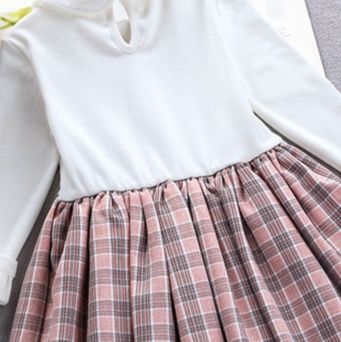 チェック 服 さくらんぼ刺繍カーディガン付き丸襟チェック柄ワンピース