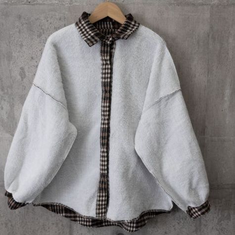 チェック 服 裏起毛チェックシャツジャケット ゆったりアウター