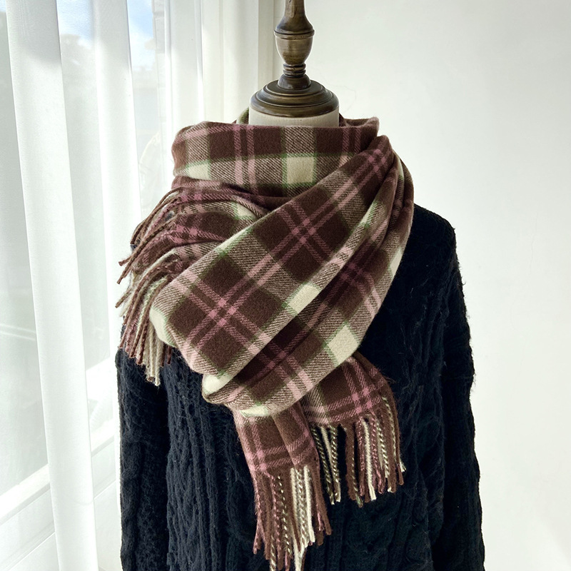 チェック 服 暖かチェック柄マフラー レディース 防寒小物 4色展開