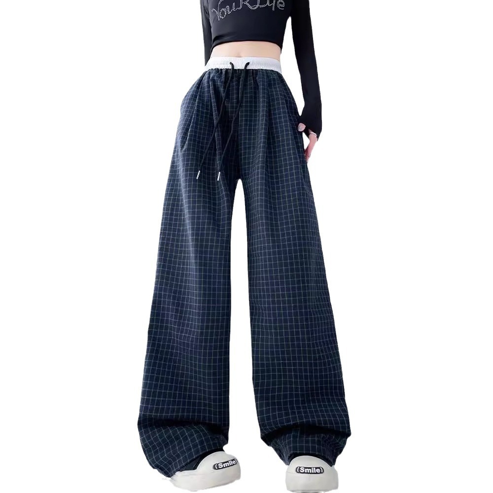 チェック 服 チェック柄ワイドパンツ ゆったりカジュアル
