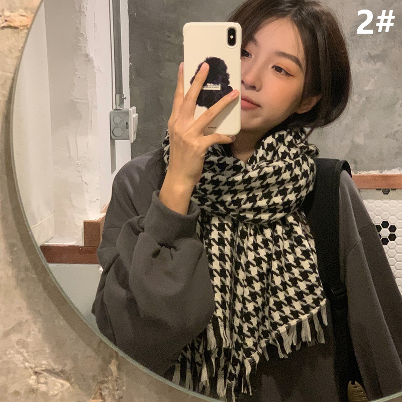 チェック 服 秋冬新作チェック柄大判マフラー厚手防寒レディース