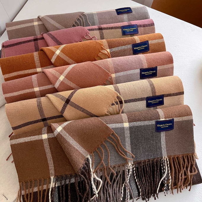 チェック 服 大判チェック柄マフラー 格子模様ストール 防寒