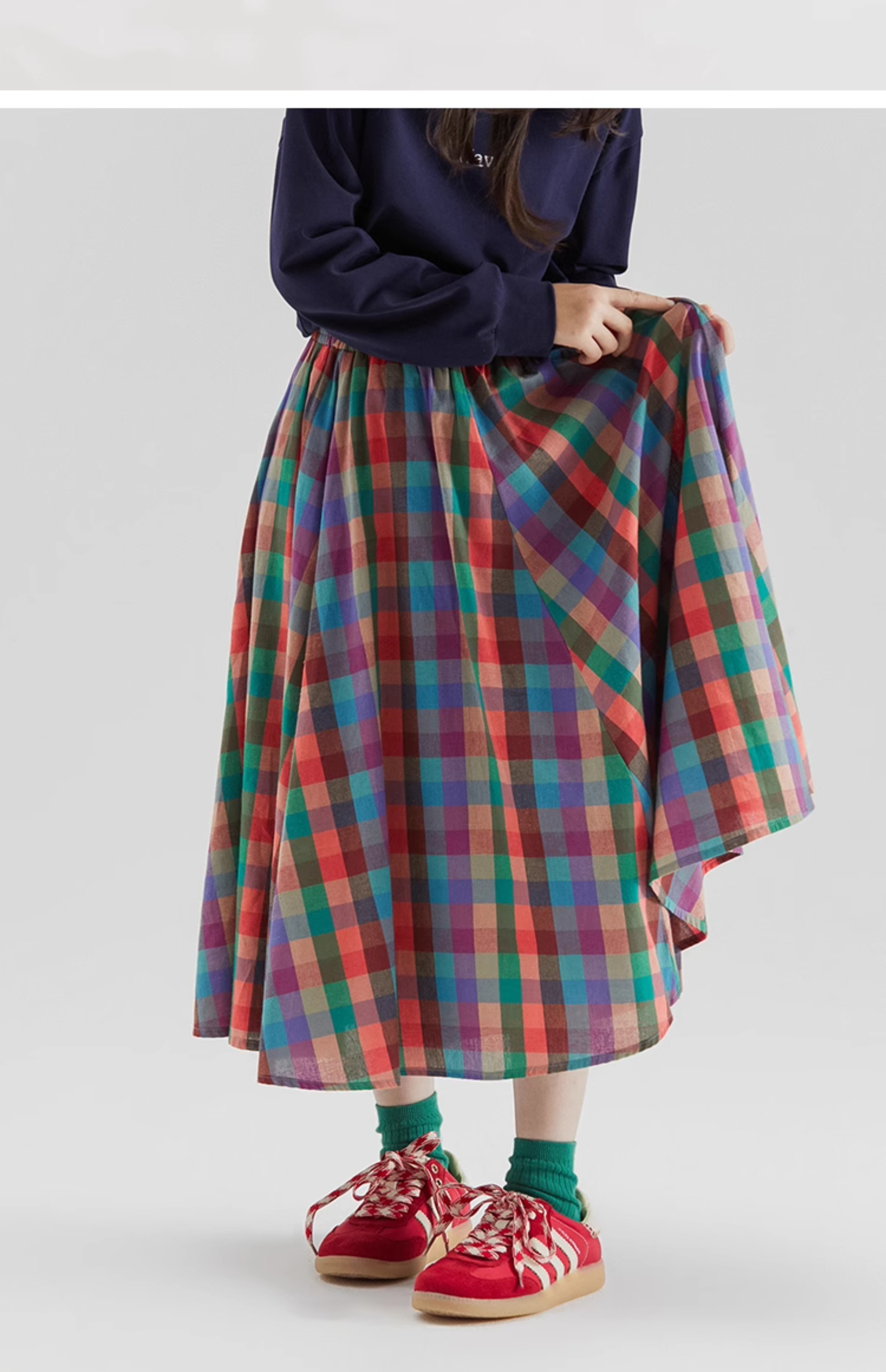 チェック服 女の子用マルチチェック柄フレアスカート