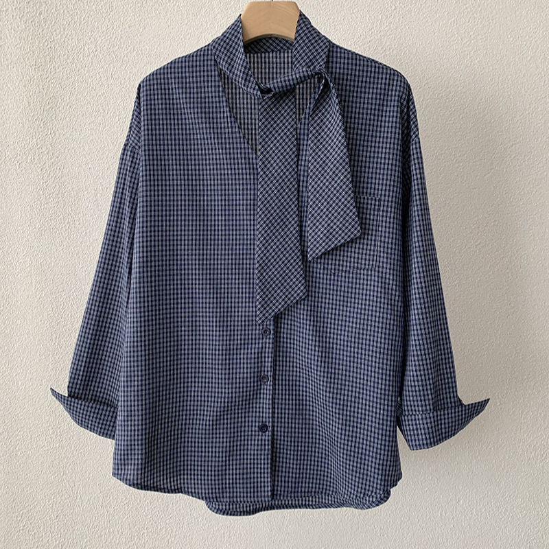 チェック 服 レディースチェック柄長袖ブラウス