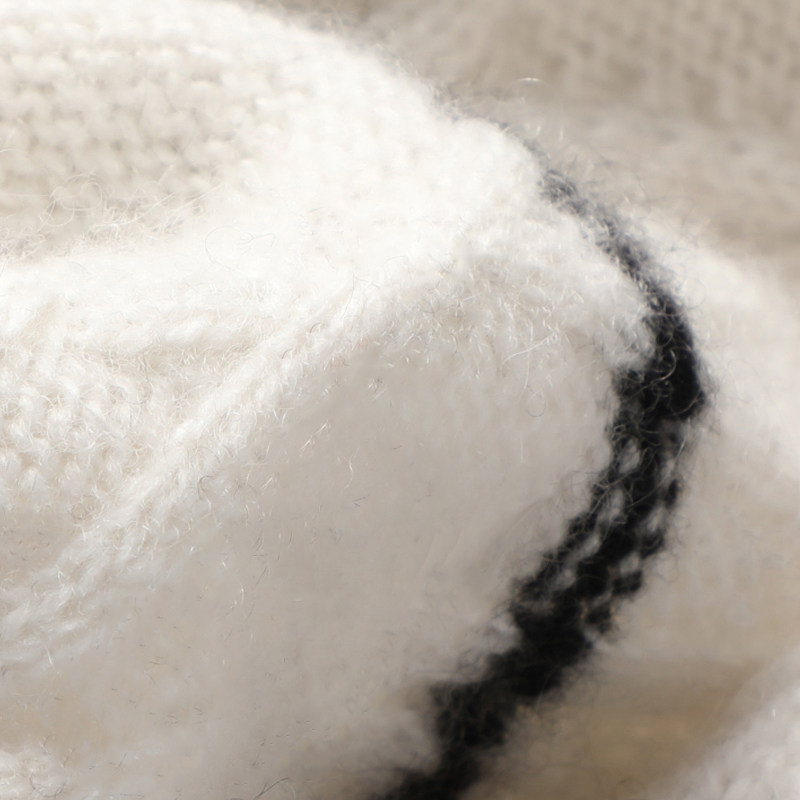 チェック 服 千鳥格子柄切替デザインニットマフラー