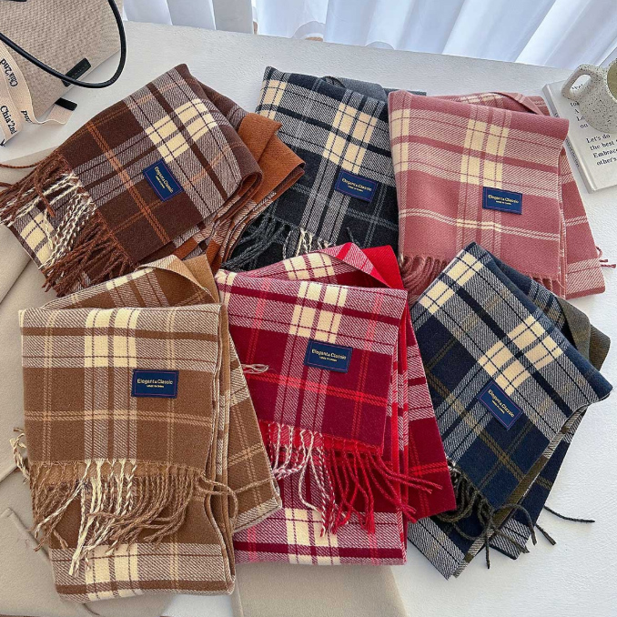 チェック 服 格子柄大判ストール 防寒マフラー 秋冬 カシミア風