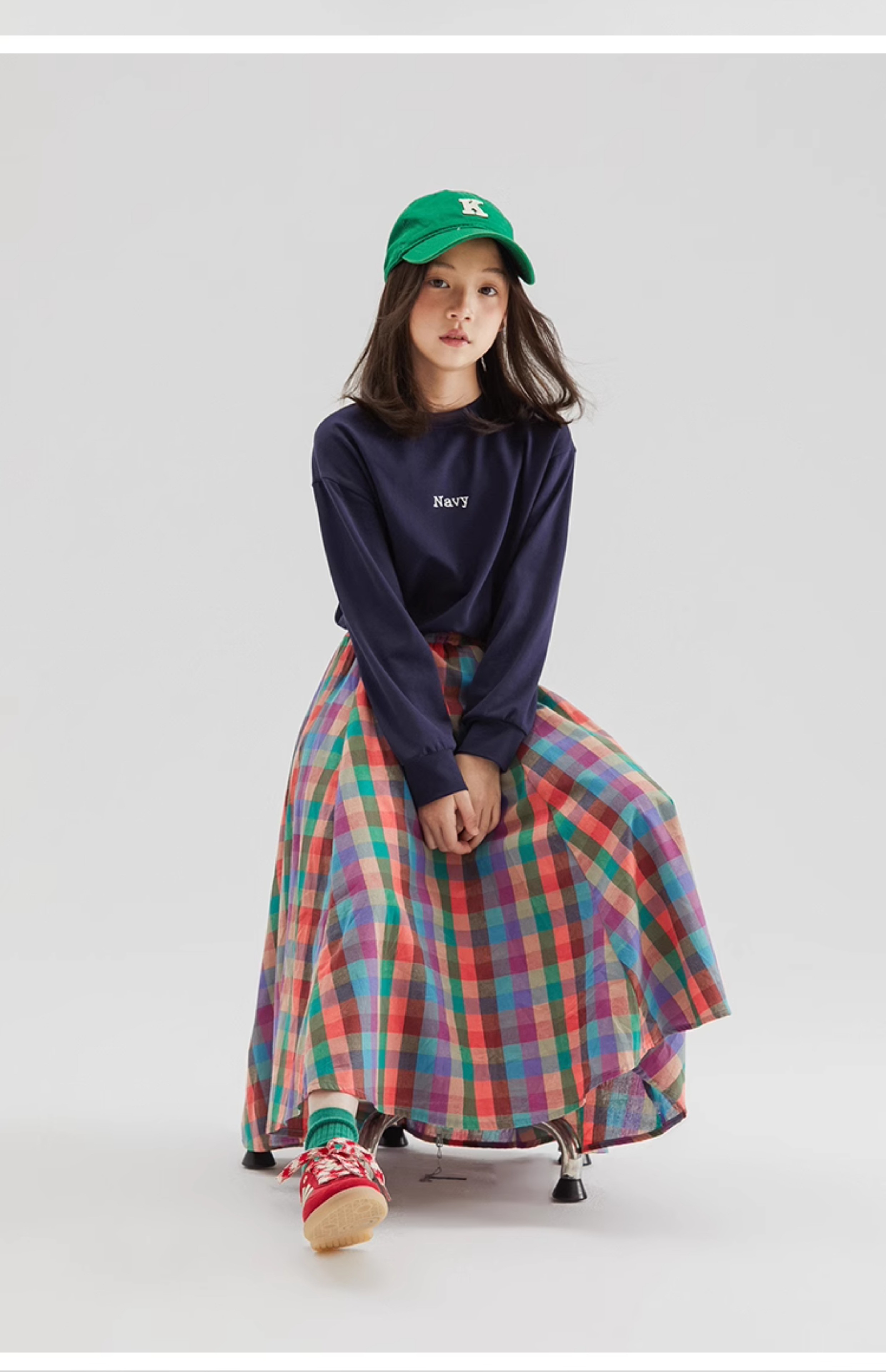 チェック服 女の子用マルチチェック柄フレアスカート
