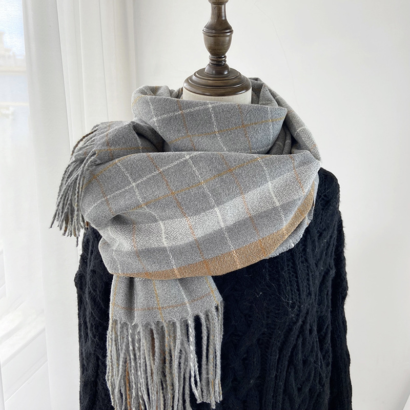 チェック 服 レディース チェック柄 マフラー 暖か フリンジ付き 6色展開